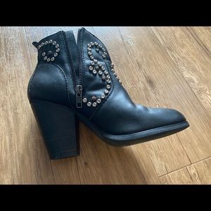 Black studded stylish ankle boots